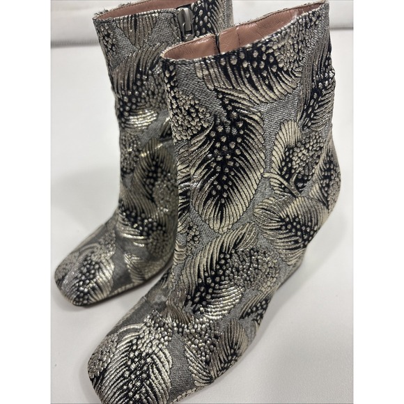 Dries Van Noten Brocade Cap-Toe 80mm Bootie silver and...